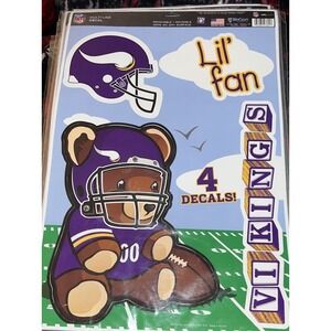 MN Vikings Minnesota NFL Lil' Fan Football‎ Reusable Multi Use Decals 11"X17"  1